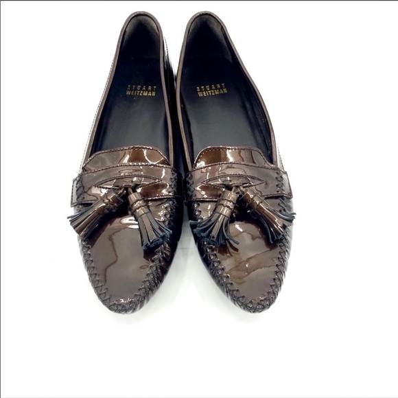 Stuart Weitzman brown patent leather tassel loafer - Picture 1 of 6